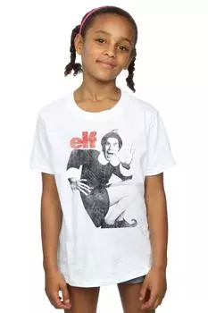 Хлопковая футболка с монохромным плакатом Elf, белый
