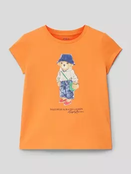 Хлопковая футболка с мотивным принтом Polo Ralph Lauren, оранжевый