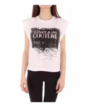 Хлопковая футболка с мягкими бретелями Versace Jeans Couture, белый