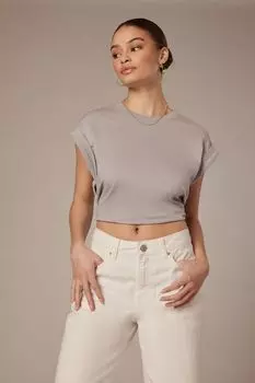 Хлопковая футболка с мышцами Forever 21, серый