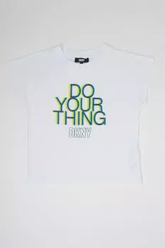 Хлопковая футболка с надписью Dkny, зеленый