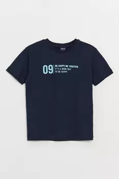 Хлопковая футболка с надписью Lc Waikiki, синий