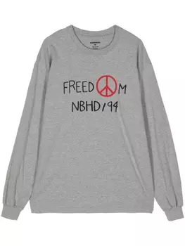 Хлопковая футболка с надписью Neighbourhood, серый