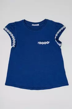 Хлопковая футболка с нагрудным карманом и цветочной вышивкой Original Marines, синий