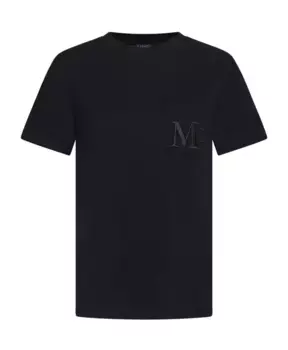 Хлопковая футболка с нагрудным карманом Max Mara, черный