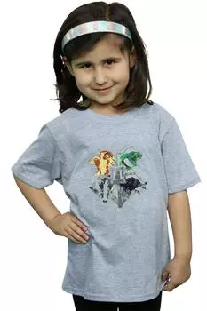 Хлопковая футболка с нарисованным гербом Хогвартса Harry Potter, серый