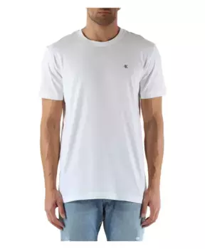 Хлопковая футболка с нашивкой логотипом спереди Calvin Klein Jeans, белый