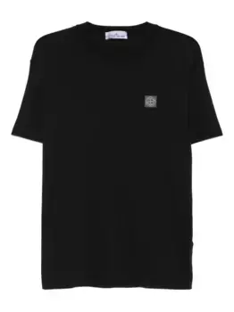Хлопковая футболка с нашивкой-логотипом Stone Island, черный
