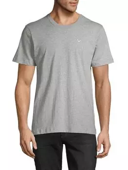 Хлопковая футболка с нашивкой-логотипом True Religion, цвет Heather Grey