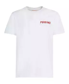 Хлопковая футболка с нашивкой Marni, белый