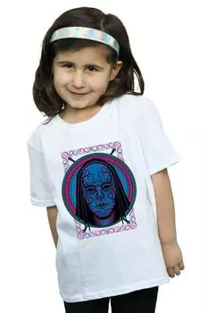 Хлопковая футболка с неоновой маской Пожирателя смерти Harry Potter, белый