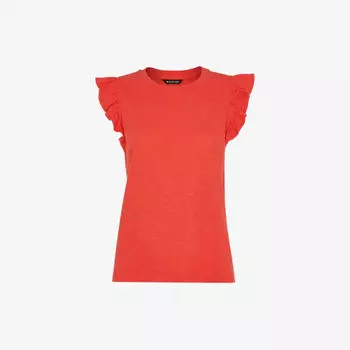 Хлопковая футболка с оборками и короткими рукавами Whistles, красный