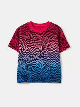 Хлопковая футболка с оптическим рисунком Ovs, цвет pink/ light blue