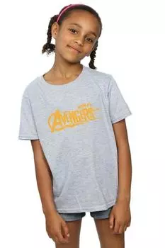 Хлопковая футболка с оранжевым логотипом Avengers Infinity War Marvel, серый