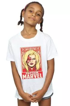 Хлопковая футболка с орнаментом «Капитан» Marvel, белый