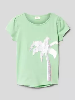 Хлопковая футболка с отделкой пайетками s.Oliver, мятный