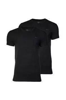 Хлопковая футболка с овальным вырезом - 2 шт Gant, черный