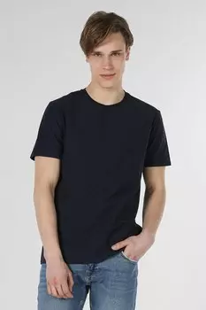 Хлопковая футболка с овальным вырезом Colin'S, синий