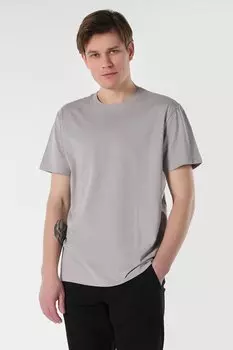 Хлопковая футболка с овальным вырезом Colin'S, серый