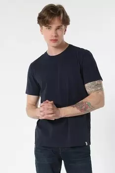 Хлопковая футболка с овальным вырезом COLIN'S, ультрамарин синий