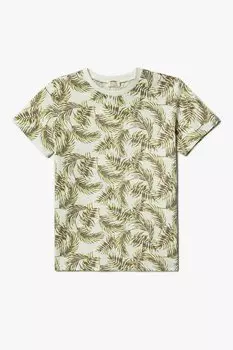 Хлопковая футболка с овальным вырезом Koton, коричневый