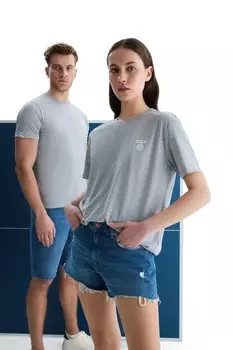 Хлопковая футболка с овальным вырезом Ucla, серый