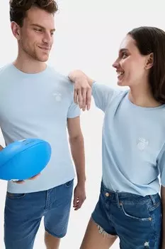 Хлопковая футболка с овальным вырезом Ucla, синий