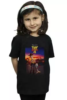 Хлопковая футболка с плакатом «История игрушек 4 Вуди и Форки» Disney, черный