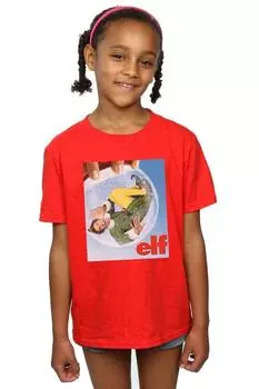 Хлопковая футболка с плакатом «Снежный шар» Elf, красный