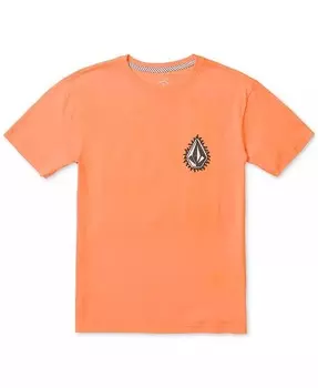 Хлопковая футболка с пламенным рисунком и короткими рукавами для больших мальчиков Volcom, оранжевый