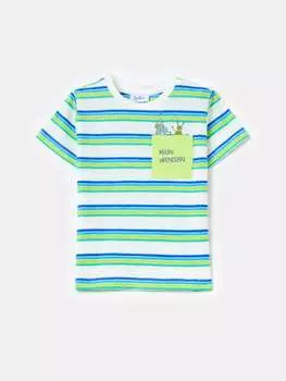 Хлопковая футболка с полосатым рисунком Fagottino, цвет blue/white