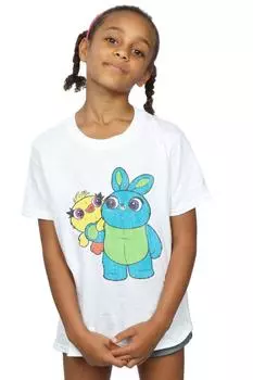 Хлопковая футболка с потертостями «История игрушек 4 Утка и кролик» Disney, белый