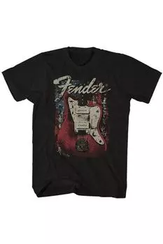 Хлопковая футболка с потертостями под гитару Fender, черный