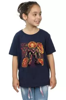 Хлопковая футболка с принтом Avengers Infinity War Hulkbuster Blueprint Marvel, темно-синий