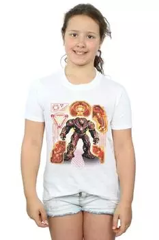 Хлопковая футболка с принтом Avengers Infinity War Hulkbuster Blueprint Marvel, белый