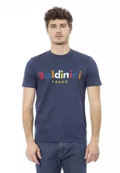 Хлопковая футболка с принтом Baldinini Trend, синий