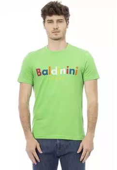Хлопковая футболка с принтом Baldinini Trend, зеленый