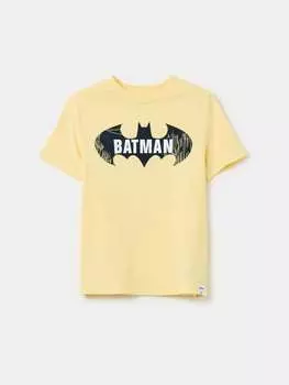 Хлопковая футболка с принтом Бэтмена Gap, цвет light yellow