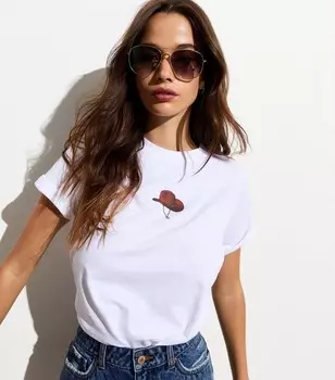 Хлопковая футболка с принтом «Белая ковбойская шляпа» New Look, белый