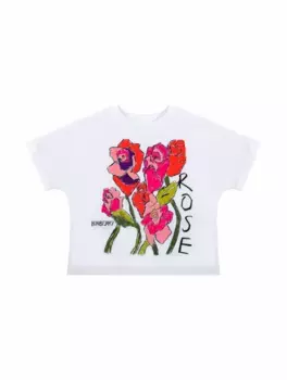 Хлопковая футболка с принтом Burberry, белый