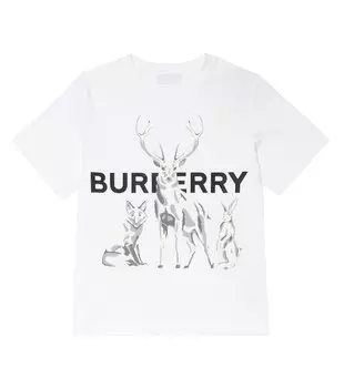 Хлопковая футболка с принтом Burberry, разноцветный