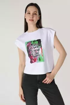 Хлопковая футболка с принтом Colin'S, белый