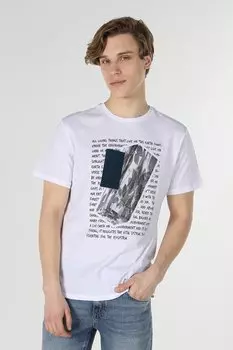 Хлопковая футболка с принтом Colin'S, черный