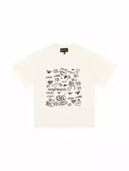 Хлопковая футболка с принтом EMPORIO ARMANI, белый