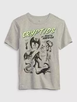 Хлопковая футболка с принтом Gap, цвет grey marl