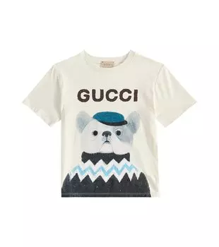 Хлопковая футболка с принтом Gucci, белый