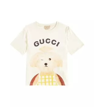 Хлопковая футболка с принтом Gucci, белый