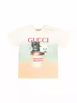 Хлопковая футболка с принтом Gucci, мультиколор