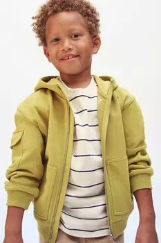 Хлопковая футболка с принтом H&M, бежевый