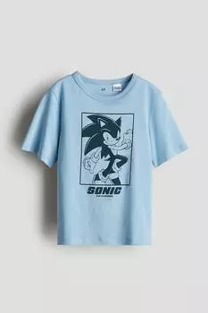 Хлопковая футболка с принтом H&M, мультиколор